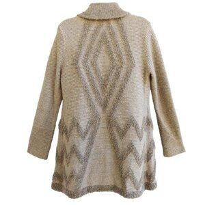 Angel of the North Anthropologie Cardigan 3D Knit Aztec Tribal Neutral Earthy L